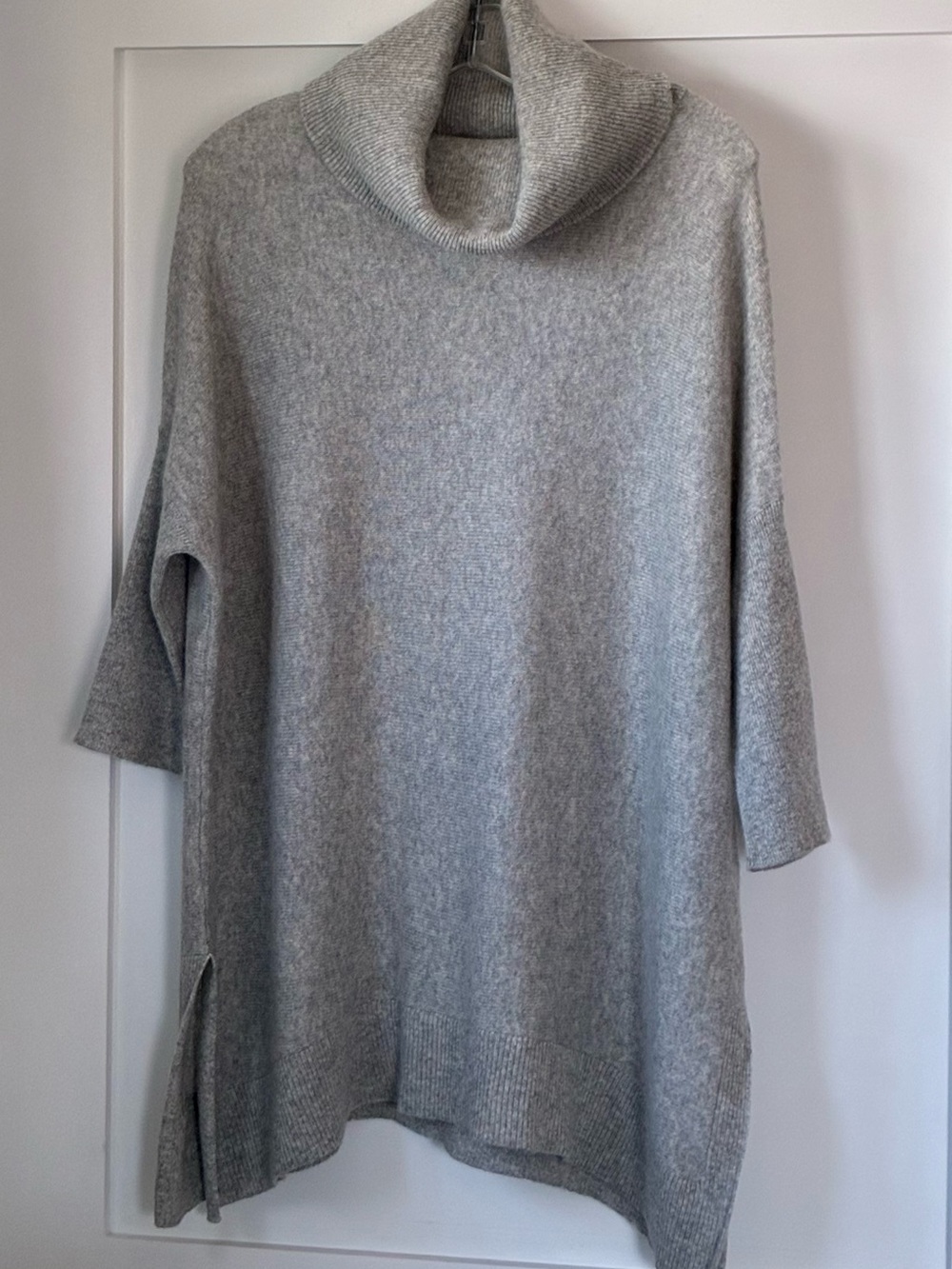 Antonio Melani Gray Cashmere Oversized Cowl Neck Tunic with 3/4 Sleeve Size M